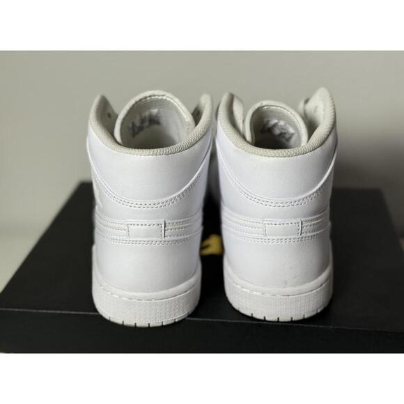 Nike Air Jordan 1 Mid “Triple White” Men’s Size 8 | Clean Classic All-White - Picture 8 of 10